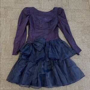 Elegant Purple and Navy Layered Dress